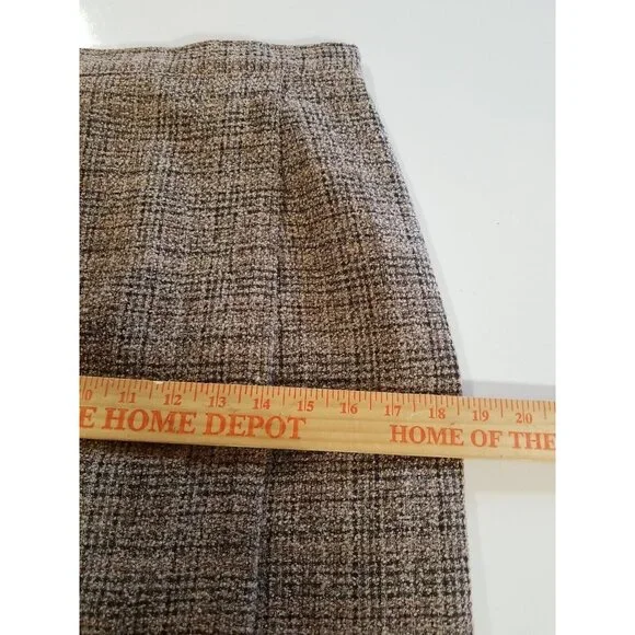 Vtg Skirt Blazer Suit Brown Tweed 5 Button Decorative Trim Faux Wrap Skirt Midi - Picture 9 of 16